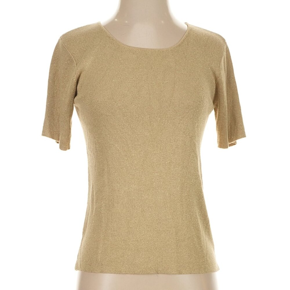 Draper’s & Damon’s Gold Metallic Short Sleeve Blouse Size Petite Medium